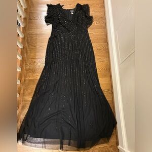 Adrianna Papell Black Sequin Beaded Gown | Size 14  | Worn Once